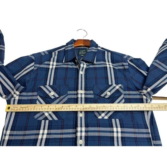 New J Crew Mens Heavy Weight Flannel Shirt (M)‎ Mens Blue Red 100%Cotton - Picture 6 of 8